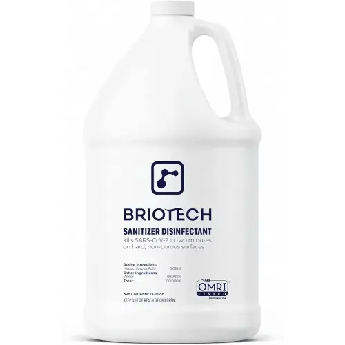 BRIOTECH Sanitizer Disinfectant Hypochlorous, Kill 99.99% of Viruses & Bacteria, Control Mold, Eliminate Odor, Gentle for Nursery & Play Rooms, Food Contact Surface Sanitizer, 1 Gallon Refill