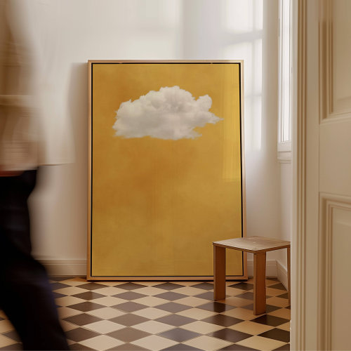 Yellow Cloud Canvas Wall Art, Large Framed Art, Colourful Wall Art, Vibrant Art, Sky Art Painting, Minimalist Living Room Decor