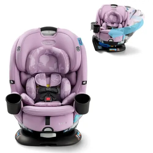 Graco Turn2Me 3-in-1 Rotating Convertible Car Seat, Lilac Mod, Featuring Headrest and Harness Adjust, Easy Installation and Steel Reinforced Frame