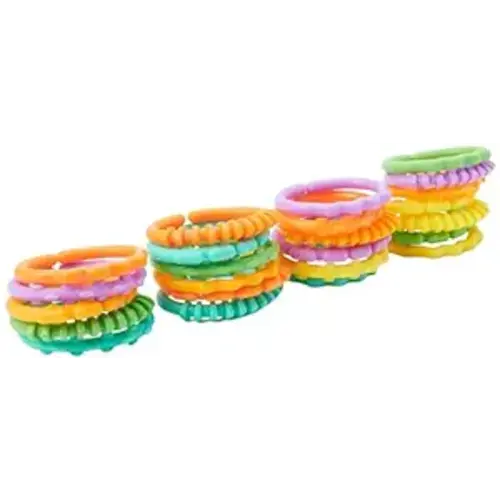 Bright Starts Lots of Links Rings Toys for Stroller or Carrier Seat, BPA-Free, Ages 0 Months Plus, Multicolor, 24 Count