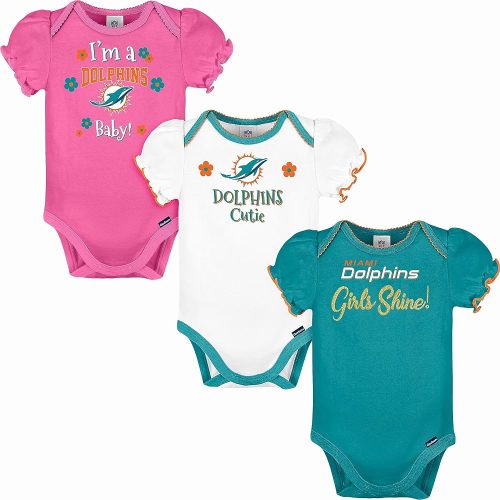 Gerber Baby Girls' NFL Team 3 Pack Short Sleeve Onesie Bodysuit