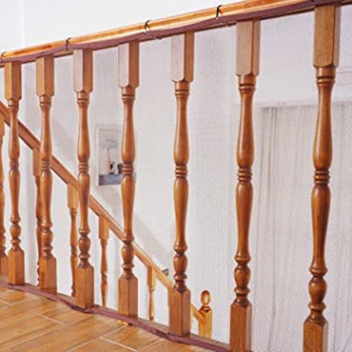 Banister Guard for Baby - 15ft x 3ft, Child Safety Net, Rail Balcony Banister Stair Mesh for Kids, Toys, Pets - Dark Brown…