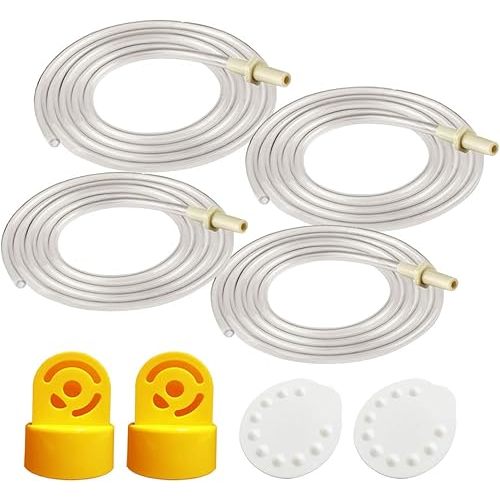 Maymom Tubing Compatible with Medela Replacement Tubing (Two Packs, 4 Tubes) 2 Valves and 2 Membranes for Medela Pump in Style Advanced Breast Pump Released After Jul 2006.Retail Pack Made by Maymom