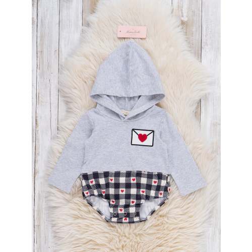 Love Letter Embroidered Hooded Romper