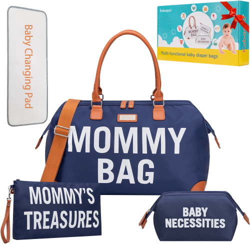 Diaper Bag Tote for Hospital Maternity with 2 Organizing Pouches, Kabaqoo Mommy Nappy Bag, Blue