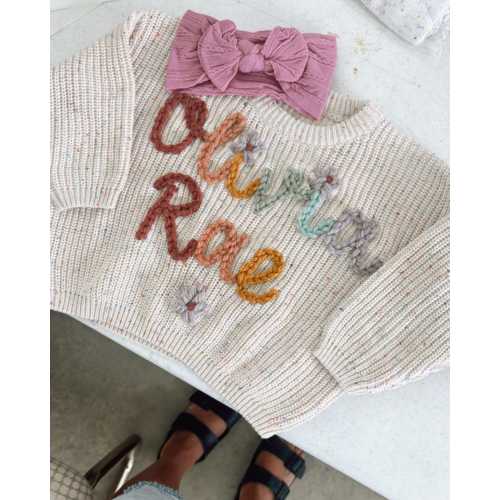 CONFETTI Name Personalized Embroidered Sweater