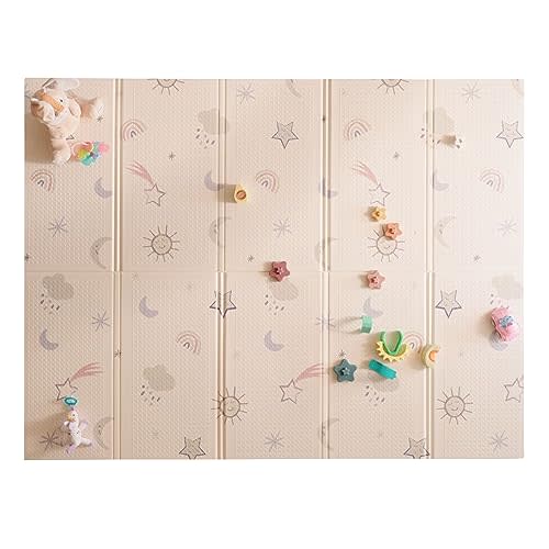 Nuby Reversible Baby Floor Mat - Foldable and Lightweight Baby Play Mat for Floor - Easy Storage and Travel - Stars and Sky