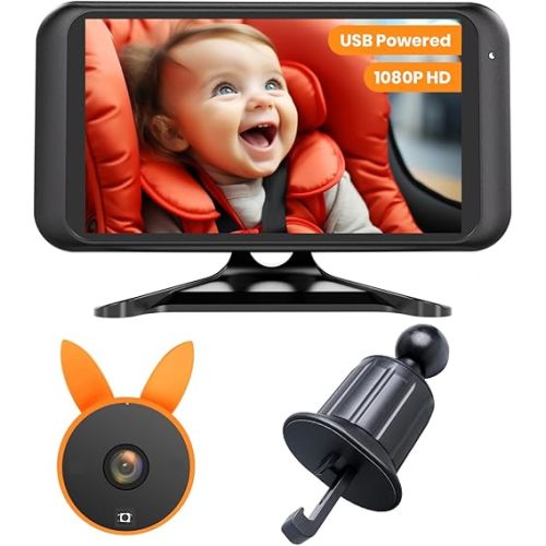 Air Vent Clip for Babyvue USB Baby Car Camera Plug-Play, 4.5" 1080P Easy Setup Backseat Camera with Flexible 360 Rotation, Clear Picture Rear Facing Car Seat Baby Monitor