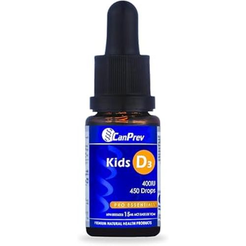 CanPrev Vitamin D3 Drops for Kids, 400IU, 15ml 450-Day Supply - Liquid Vitamin D with MCT Base, Supports Healthy Bone & Teeth Growth, No Corn or Gluten - Vitamin D Drops for Children & Family Wellness