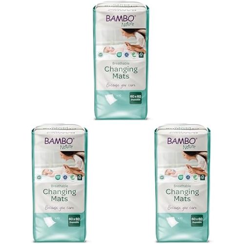 Bambo Nature Changing Mat: Bio-Based, Extra Soft, Ultra Absorbent, and Breathable - 20 Count (Pack of 3)