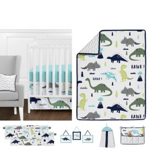 Sweet Jojo Designs Crib Bedding Set - Blue & Green Mod Dino - 11pc
