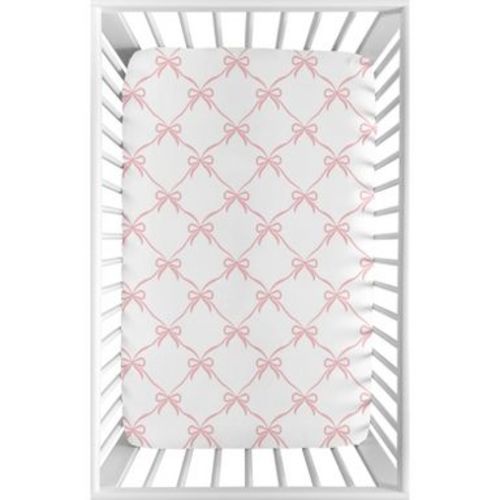 Sweet Jojo Designs Girl Baby Fitted Mini Crib Sheet Ballerina and Ballet Bows Pink and White