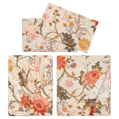 NÄSSELKLOCKA Sheet set - light grey-beige Queen