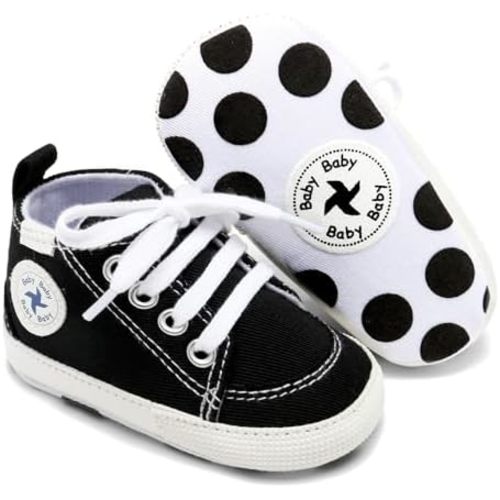 Baby Girls Boys Shoes Soft Anti-Slip Sole Newborn First Walkers High Top Canvas Denim Unisex Infant Sneaker