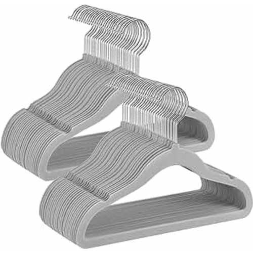 SONGMICS Baby Hangers 50 Pack, Kids Hangers for Closet, 11.8 x 8.1 Inches, Silver 360° Swivel Hooks, Space-Saving Clothes Hangers, Velvet Hangers for Nursery, Non-Slip, Dove Gray UCRF027G05