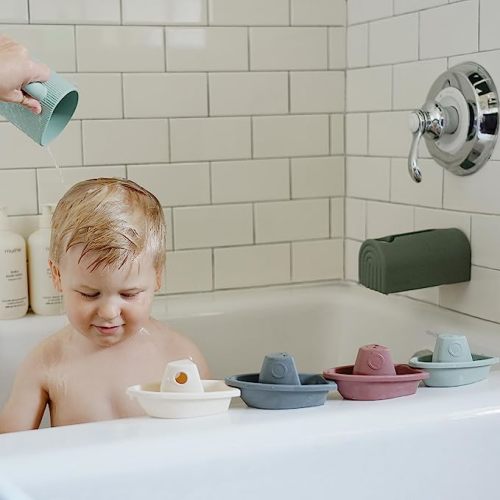 mushie Bath Spout Cover | Soft Silicone Bathtub Faucet Safety Guard for Kids | Universal Fit (Dried Thyme)