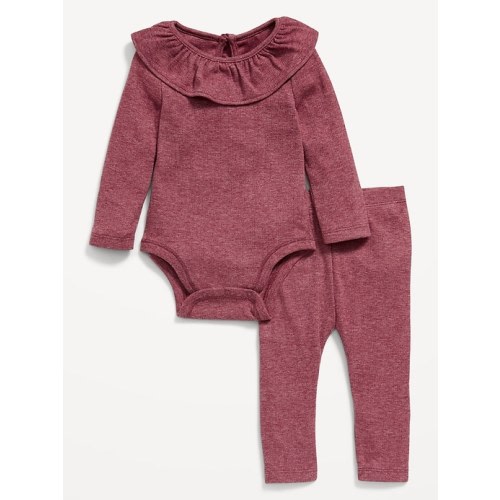 Pointelle-Knit Ruffle-Trim Bodysuit and Leggings Set for Baby