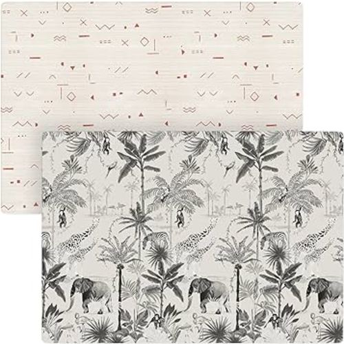 Baby Play Mat for Infants | One-Piece Reversible Foam Floor Mat | Large | Eco-Friendly | Extra Soft | Thick | Non-Toxic | Toddlers | Kids (Boho Desert/Charcoal Animal Jungle)