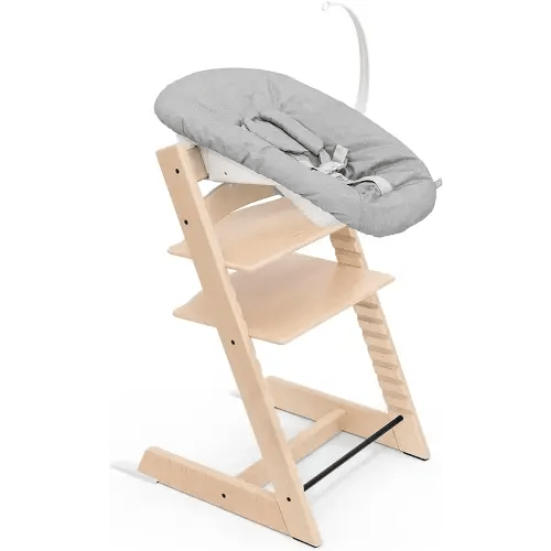 Tripp Trapp Chair from Stokke (Natural) + Tripp Trapp Newborn Set (Grey) - Cozy, Safe & Simple to Use - for Newborns Up to 20 lbs