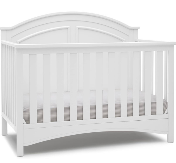 Delta Children Perry 6-in-1 Convertible Crib & Mattress, Bianca White | 2-Piece Nursery Furniture Set Includes 6-in-1 Convertible Crib + Waterproof Crib Mattress