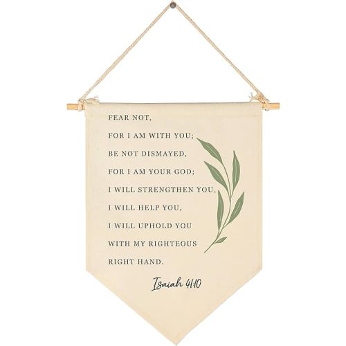 Bible Verse Banner Decor-Botanical Scripture Art-Baptism Gift-Flag Decor Gift For Baby Boys Girls Newborn Kids-Banner Wall Sign Gifts For Nursery Baby Room Playroom Bedroom Front Door