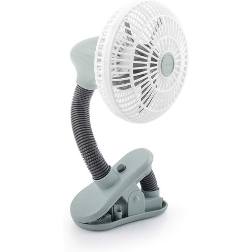 O2COOL 4 Inch Clip On Stroller Fan, Portable Battery Operated for Outdoor, Car Seat and Baby Crib. Flexible Neck and Adjustable Head for Multi-directional Cooling (Grey)