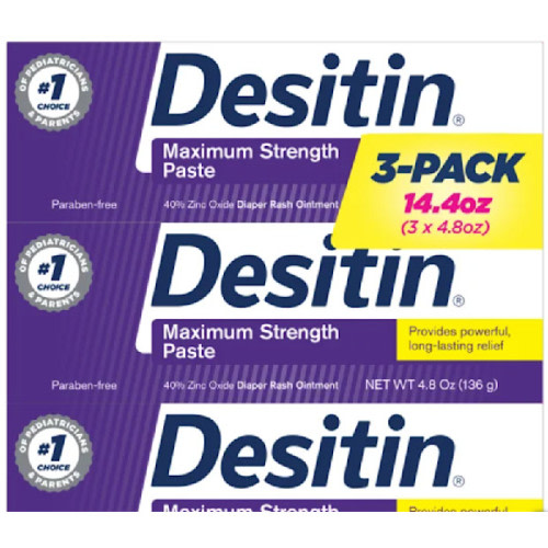 Desitin Maximum Strength Baby Diaper Rash Cream with 40% Zinc Oxide, 3-Pack
