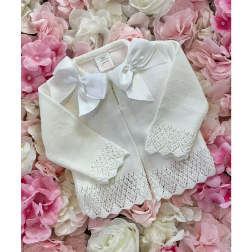 White Double Bow Cardigan
