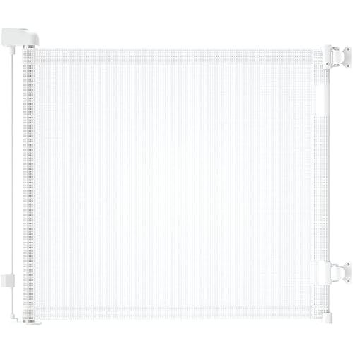 dearlomum Retractable Baby Gate,Mesh Baby Gate or Mesh Dog Gate,33" Tall,Extends up to 55" Wide,Child Safety Gate for Doorways, Stairs, Hallways, Indoor/Outdoor(White,33"x55"