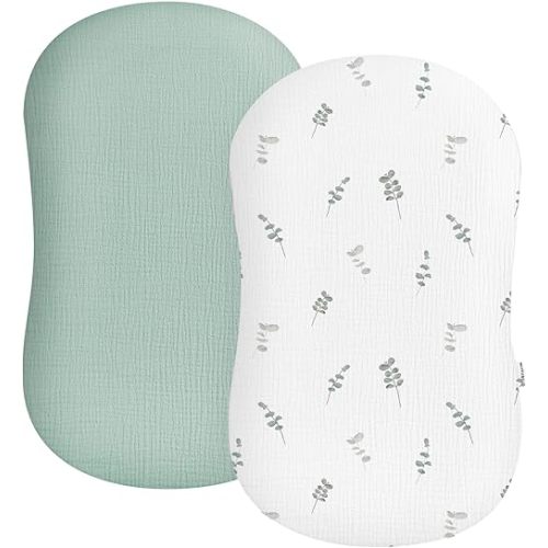 Muslin Baby Lounger Cover 2 Pack, Soft Breathable Newborn Lounger Pillow Cover for Boys Girls Infant