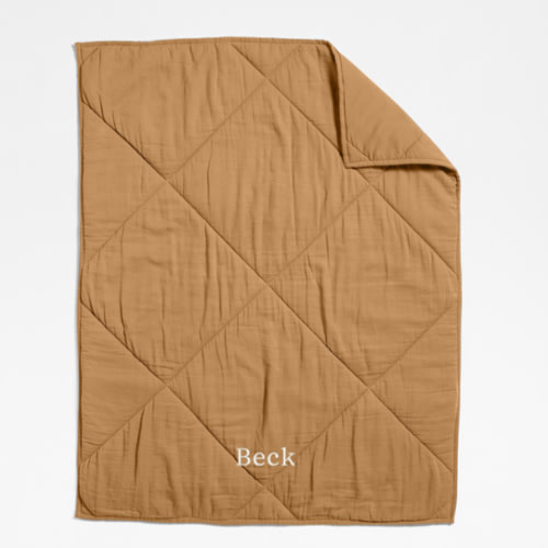 Personalized Brulee Brown Supersoft Cotton Gauze Baby Crib Quilt