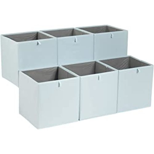 Amazon Basics Collapsible Fabric Storage Cube Organizer Bins - Pack of 6, Jade Green, 10.5x10.5x11"