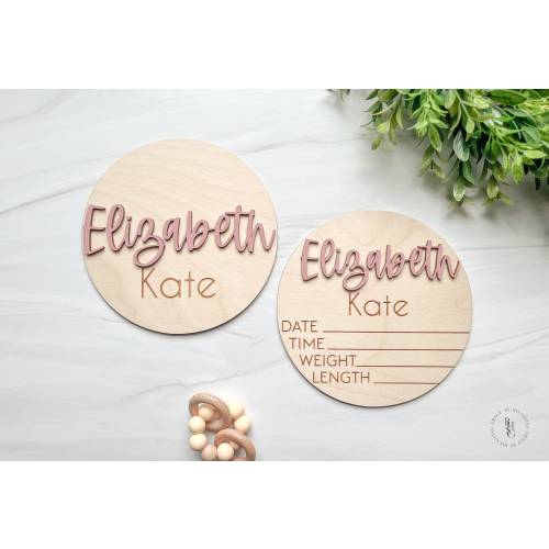 Baby Announcement Sign With Birth Stats | Matching Name Plate | Wood Sign for Name Reveal | Personalized Baby Name Sign | Sign For Hospital