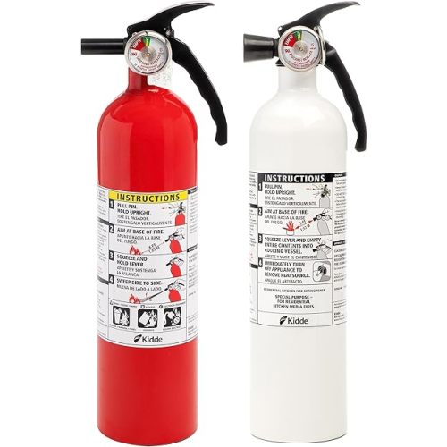 Kidde Kitchen Fire Extinguishers for Home & Office Use, 2 Pack: One 1-A:10-B:C and One Specialty Kitchen Extinguisher, Wall Mount & Strap Brackets Included