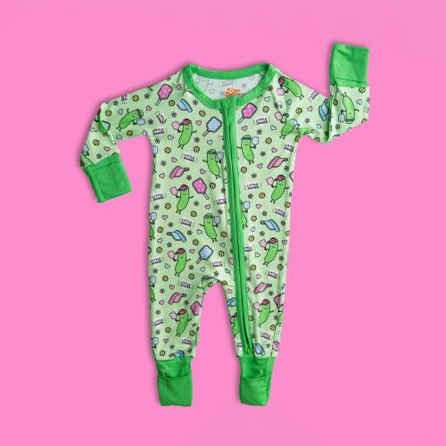 Pickleball Baby Bamboo Zip Up Pajamas
