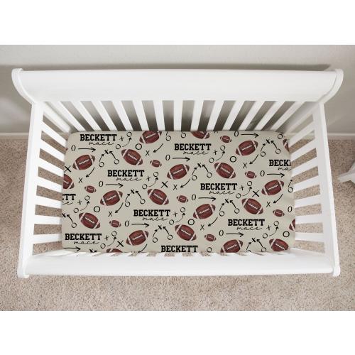 Football Crib Sheet, Customizable Baby Bedding for Football Fans, Baby Nursery Sports Decor, Personalized Shower Gift, Football Mom