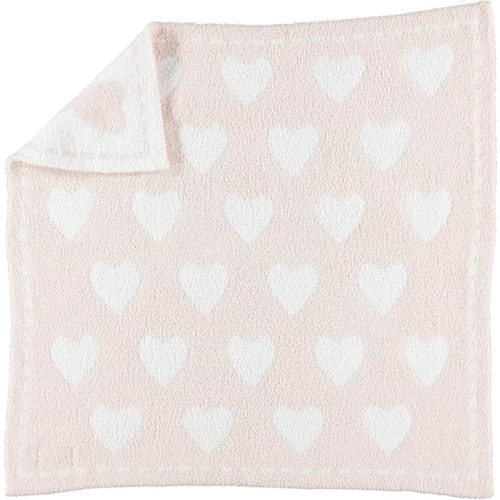 Barefoot Dreams® CozyChic® Dream Receiving Blanket, Pink-White Hearts, 30"x30"