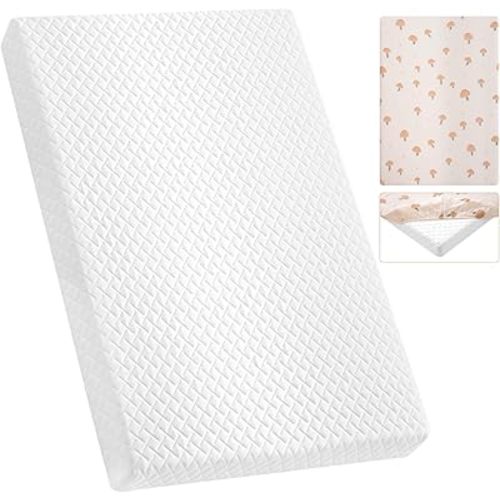 Pack and Play Mattress Pad, 38"x26" Dual-Sided Memory Foam Pack N Play Mattresses with Extra Sheet, Portable Baby Crib Mattress, Machine Washable
