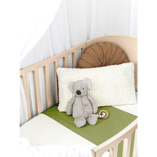 Sleepy Silk Baby Bedding | Silk Cot Slip / Silk Crib Sleeve - Olive Green