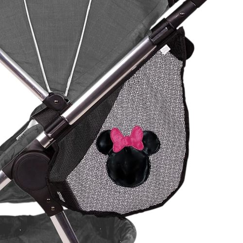 J.L. Childress Disney Baby Side Sling Stroller Cargo Net - Stroller Organizer Attachment for Storage, Mesh Bag for Baby Accessories, Universal Fit - Minnie Mouse