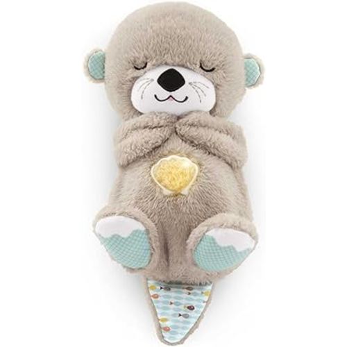 Fisher-Price Sound Machine Soothe 'N Snuggle Otter Portable Plush Baby Toy with Sensory Details Music Lights & Rhythmic Breathing Motion