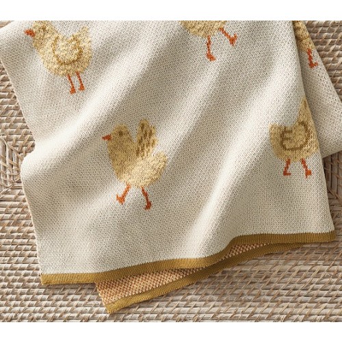 Intarsia Chick Baby Blanket | Pottery Barn Kids