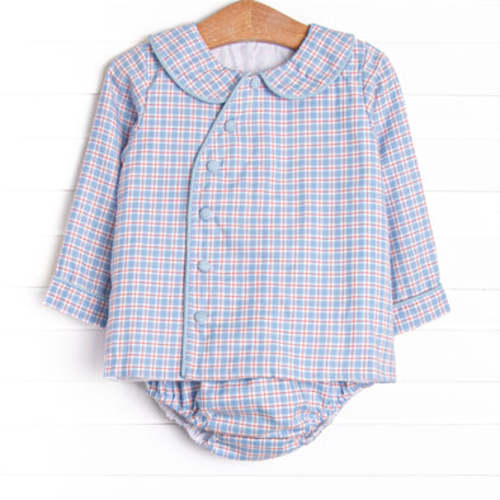 Bleu: Foster Long Sleeve Diaper Set, Red and Blue Plaid – Stitchy Fish