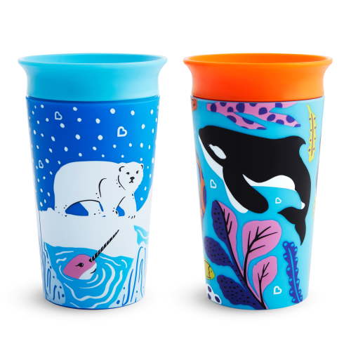 Munchkin® Miracle® 360° WildLove Spoutless Sippy Cup, 9 oz, Polar Bear/Orca, Unisex, 2 Pack