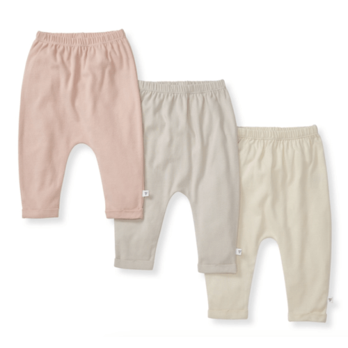 [3 - 6 mo] Solid Organic Cotton Baby Pants 3 Pack Pink Sand