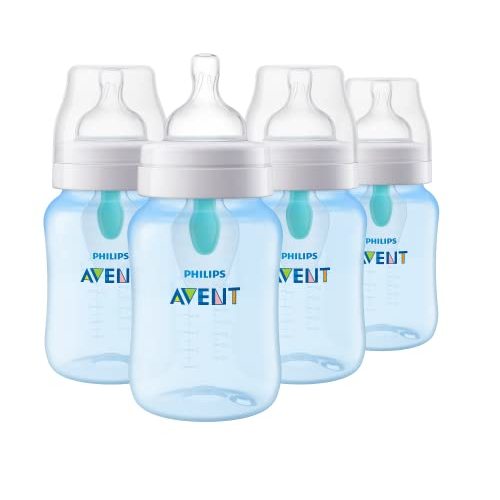 Philips Avent Anti-Colic Bottle with AirFree Vent, 9oz, 4pk, Blue, SCY703/24