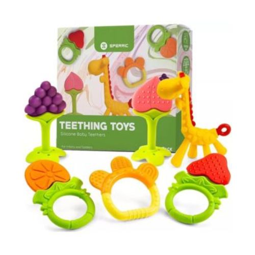 Baby Teether Toys for Babies 0-6 Months, Newborn Infant Baby Teethers Freezer Safe Silicone Baby Teether Toys, Frozen Teething Toys for Babies 0-6 Months, Baby Teethers Toys 6 Pack - Perfect Baby Gift