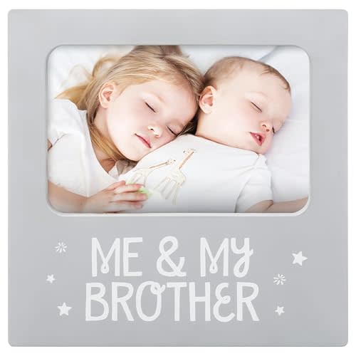 tiny ideas Me and My Brother Picture Frame, Gift Ideas For Siblings, Photo Picture Frame, Sibling Keepsake, Ideal Big Brother Gift, Shower Gift and Gender Neutral Nursery Decor, Gray