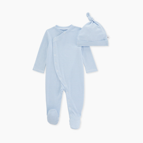 Burt's Bees Baby Micro Stripe Jumpsuit & Knot Top Hat Set - Micro Stripe, 3-6 Months