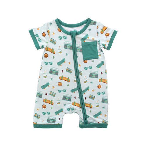 Roll With It Skateboard Bamboo Baby Shortie Romper